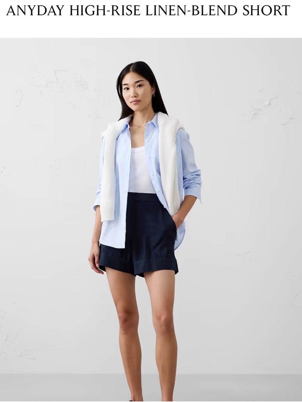 Banana Republic Navy High-Rise Linen-Blend Shorts